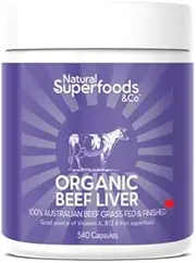 Organic Beef Liver (Grass Fed) - 540 Capsules I Vitamin A I B12 I Iron I Immune Support - 3000mg