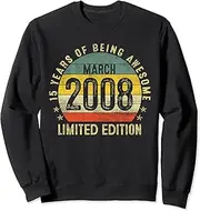 [X.Style] March 2008 Vintage 15 Years Old Retro 15th Birthday Sweatshirt ds1268 Sweater (S) Black