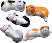 HEALEEP 5pcs Cute Cat Chopstick Rests Ceramic Utensil Holders for Home Restaurant Versatile Spoon Fork Stand Adorable Tabletop Accessories Portable Design