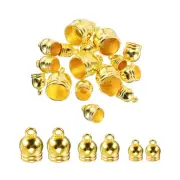 150Pcs Cord End Caps, Barrel Beads Kumihimo End Caps Plastic (Gold)