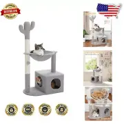 Stylish Cactus Cat Tree - 40" Indoor Tower with Hammock & Durable Scratch Posts