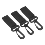 Belt Keeper Key Ring, 3Pcs Nylon Webbing Strap Key Chain Rotate Hook, Black