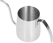 Pour Over Kettle, 304 Stainless Steel PTFE Coffee Kettle with Inner Scale Thickened Pour Over Coffee Pot for Home,Travel Outdoor (350ml Stainless Steel)