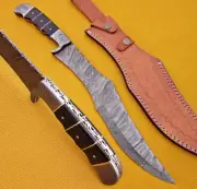 Custom Handmade Damascus Steel Bowie Knife Fixed Blade Knife Jungle knife.