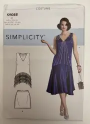Simplicity S9088 Misses Flapper Dress costume Sewing Pattern Size 6-14 Uncut