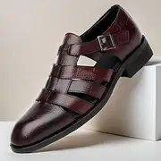 Men's Leather Fisherman Sandals - Stylish Closed-Toe Dress Shoes with Buckle for Formal and Casual Wear