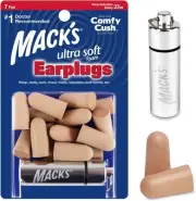 Mack?s Ultra Soft Foam Earplugs, 7 Pair + Case ? 33 dB Highest NRR, Comfortable