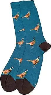 [Purple Possum] Pheasant Socks Ladies Teal Blue Bamboo Cotton Blend Pheasants Men's Novelty Socks Size 6-11