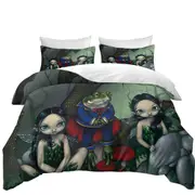 Fairytale the Handsome Frog and Two Cute Fairies Quilt Cover