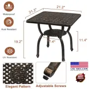 End Side Table Square Outdoor Cast Aluminum Anti-Rust Patio Coffee Bistro Indoor
