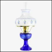 ALADDIN LAMP COBALT BLUE LINCOLN DRAPE with M750 BLUE ROSE SHADE BRASS HARDWARE