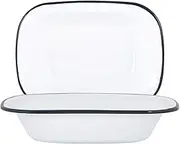 Argon Tableware 25.5cm Enamel Pie Dish - Navy Rim - Pack of 2 - Dishwasher Safe Pie Dishes Enamel Cookware Oblong Pie Dish Oven Tray Bakeware Pastry Casserole Roasting Tin