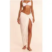White Linen Look Rectangle Sarong, White