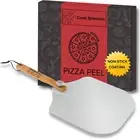 Metal Pizza Peel 12 inch x 14 inch - Pizza Spatula Paddle with Foldable Wood Han