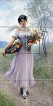 Art Flowers Girl Ceramic Mural Backsplash Bath Tile #1791