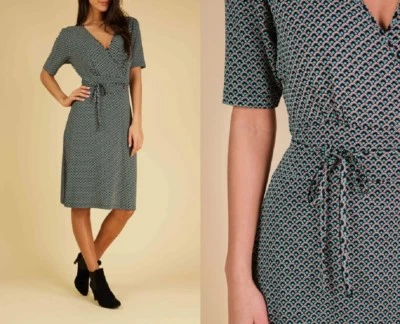 King Louie Dress Cecil Dress Sundae Binde-Gütel Black Dots 70er Retro 02842