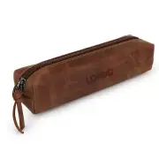 Londo Genuine Leather Zipper Pen, Pencil & Cosmetic Case(Brown)