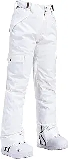 QIULAO Men's and Women's Ski Trousers, Single-Board and Double-Board Cold-Resistant and Breathable Snow Pants, Winter Outdoor Slim and Warm Couple Ski Pants (Color : White, Size : L)