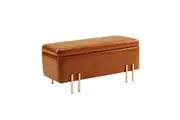 Storage Ottoman Stool Bench Seat 97cm PU Leather BROWN