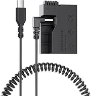 F1TP USB C Power Supply Adapter Dummy Battery Cioled Cable（Replace Battery） for Canon Cameras (Type C LP-E8 DR-E8 Dummy Battery)