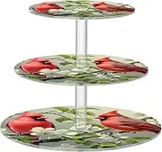 Red Birds Flower 3 Tier Cupcake Stand Tea Party Cup Cake Tower Acrylic Display Dessert Stands Table Decorations for Party Organizer Birthday Wedding