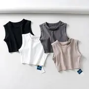 Plain Crop Tank Top Brown - L