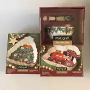 Christmas Train & Tree Tidbit Dish And Dip Dish New in Box Pfaltzgraff Holiday