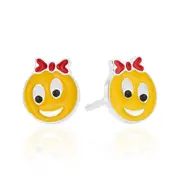 Sterling Silver Enamel Smiley Face Children's Stud Earrings