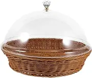 Woven Storage Basket with Lid for Bread Desserts Fruits Snacks Versatile Food Serving Basket for Home Bakery Parties Events Tea Color Design