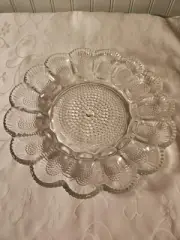 VINTAGE CLEAR CRYSTAL INDIANA GLASS DEVILED EGG DISH