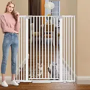 130cm Extra Tall Cat Gate for Doorway, Auto Close High Gates for Cats Pets, Pressure Mounted Dog Proof Gate Indoor: 76-125cm Wide(White)