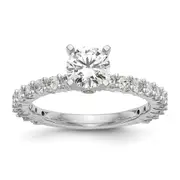 0.78ct. CZ Solid Real 14K White Gold Peg Set Engagement Ring