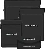 the faradaybag™ 4 Pack – Fireproof & Signalproof Faraday Bags for Phones, Key Fob, Cash & RFID Blocking Pouch Set, Black