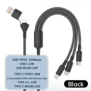1.2M 100W 3 in 1 Fast Charging Cable USB Typec Micro IOS Cable 6A Data Quick Cha