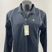 Diadora Long Sleeve Polo Men Small Shirt 1/4 Zip Trainer Fitness NWT