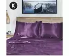 King Size Purple 1000TC Silk Silky Feel Satin Sheet Set