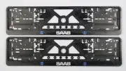 2x SAAB LOGO LICENSE PLATES FRAMES NUMBER PLATE SURROUNDS HOLDERS FOR ALL MODEL