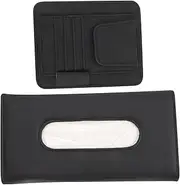 Vaguelly 1Set Car Visor Tissue Holder with Pen Eyeglasses Clip Versatile Napkin Case for Backseat Sun Visor Storage Durable Leather Design