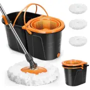 Spin Mop and Bucket with Wringer Set, Double Bucket Separate Dirty Water, 360...