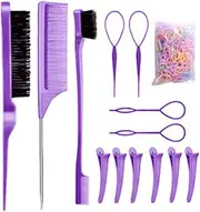 Hair Comb Set, Bristle Slick Back Brush, Detangler Combs Portable Small Teasing Barber Parting Braiding Tool for Styling Travel Everyday Use