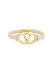 Valentino Garavani The Bold Edition VLogo Cord Bracelet - Cream S