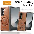 For Samsung Galaxy Z Fold 6/5/4/3 Leather Ring Stand Shockproof Magnetic Case
