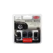 SAAS Wheel Nuts Flat Head Bulge 12 x 1.25 Black Finish 35mm Length Pack of 5