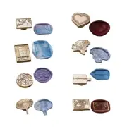 Antique Themed Seal Stamp with Umbrella Fish Flower Heart Pattern for Art Craft