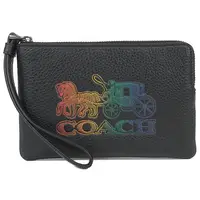 在飛比找金石堂精選優惠-COACH 馬車LOGO皮革拉鍊手拿包-黑