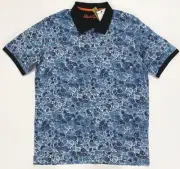 ROBERT GRAHAM Men's Large Amaro BLUE Ocean Cotton Jersey POLO Shirt $128 NWT L