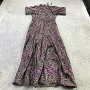 CYNTHIA ROWLEY Dress Womens Large Marbelle Printed Cotton Dress Lined Maxi