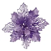 Catzon 12Pack Glitter Flowers Christmas Tree Decorations and Ornaments-Purple