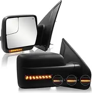 Towing Mirror for Ford F150 - Automotive Replacement Parts, Fit for 2007-2014 Ford F-150 Pickup Truck with Power Adjusted Glass Heated LED Turn Signal Light Puddle Lamp Pair Set