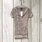 Buckle Daytrip Women Mauve Crochet Lace Cowl Neck Short Sleeve Top Blouse S